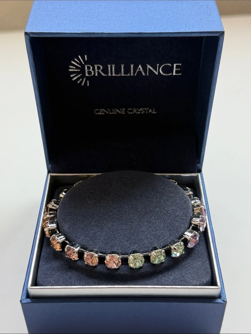 Haus of Brilliance Multicolor Crystal Bracelet — Pink, Peach, Green, Lavender
